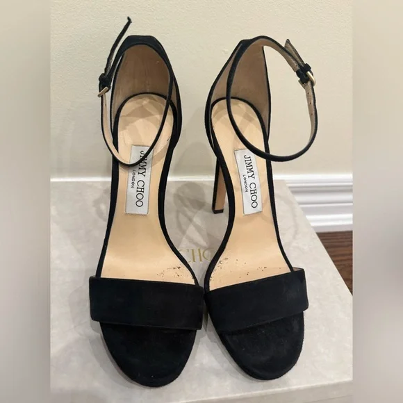 Jimmy Choo Alva 120 Suede Women's Heel Sandals- Black - Picture 5 of 11